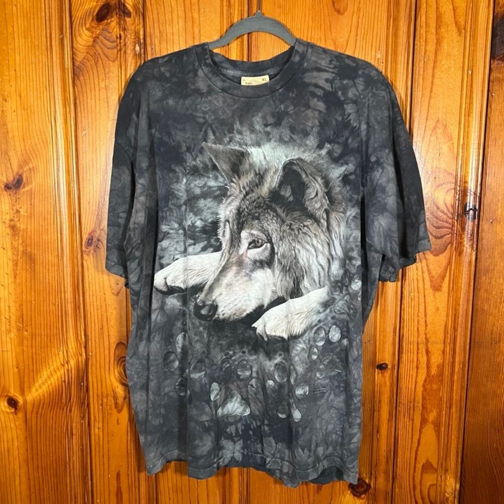 The Mountain XL Y2K Wolf T Shirt Black Regular